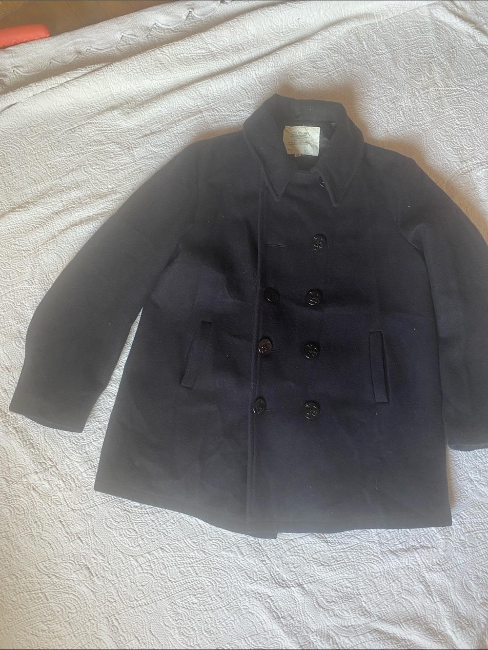 Vintage U.S Mens Double-Breasted Wool Peacoat Size 46